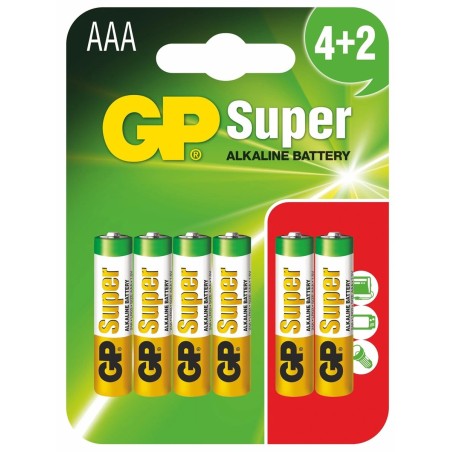 Baterie GP Batteries, Super Alcalina AAA (LR03) 1.5V alcalina, blister 6 buc. "GP24A4/2-2UE6" "GPPCA24AS065" - 333586 (timbru ve