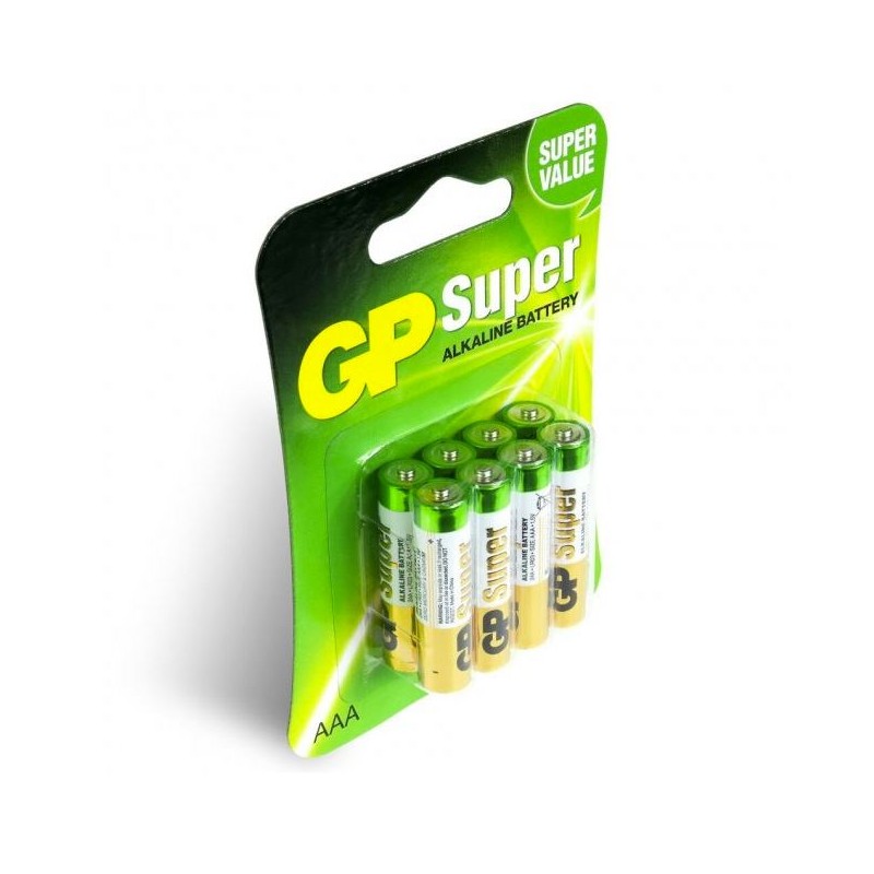 Baterie GP Batteries, Super Alcalina AAA (LR03) 1.5V alcalina, blister 8 buc. "GP24A-2UE8" "GPPCA24AS106" (timbru verde 0.64 lei
