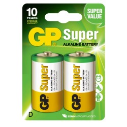 Baterie GP Batteries, Super Alcalina D (LR20) 1.5V alcalina, blister 2 buc. "GP13A-2UE2" "GPPCA13AS005" - 17154 (timbru verde 0.