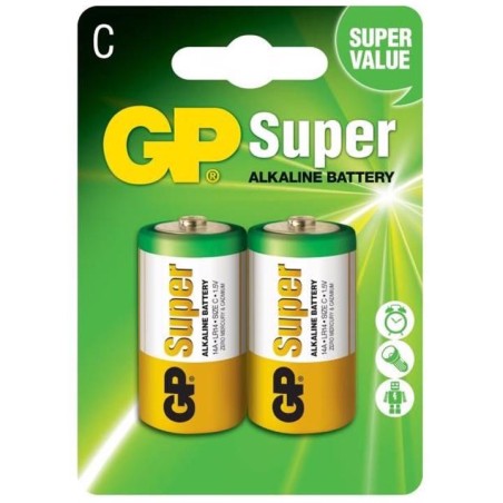 Baterie GP Batteries, Super Alcalina C (LR14) 1.5V alcalina, blister 2 buc. "GP14A-2UE2" "GPPCA14AS003" - 16370 (timbru verde 0.