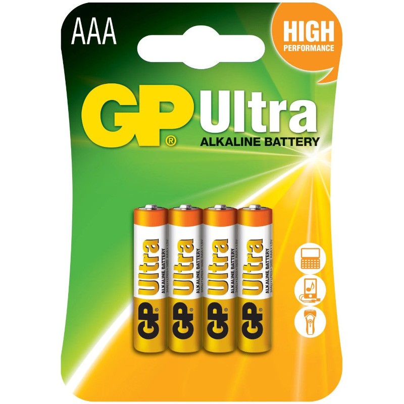 Baterie GP Batteries, Ultra Alcalina AAA (LR03) 1.5V alcalina, blister 4 buc. "GP24AU-2UE4" "GPPCA24AU016" (timbru verde 0.32 le