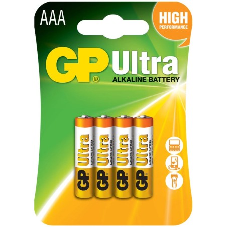 Baterie GP Batteries, Ultra Alcalina AAA (LR03) 1.5V alcalina, blister 4 buc. "GP24AU-2UE4" "GPPCA24AU016" (timbru verde 0.32 le