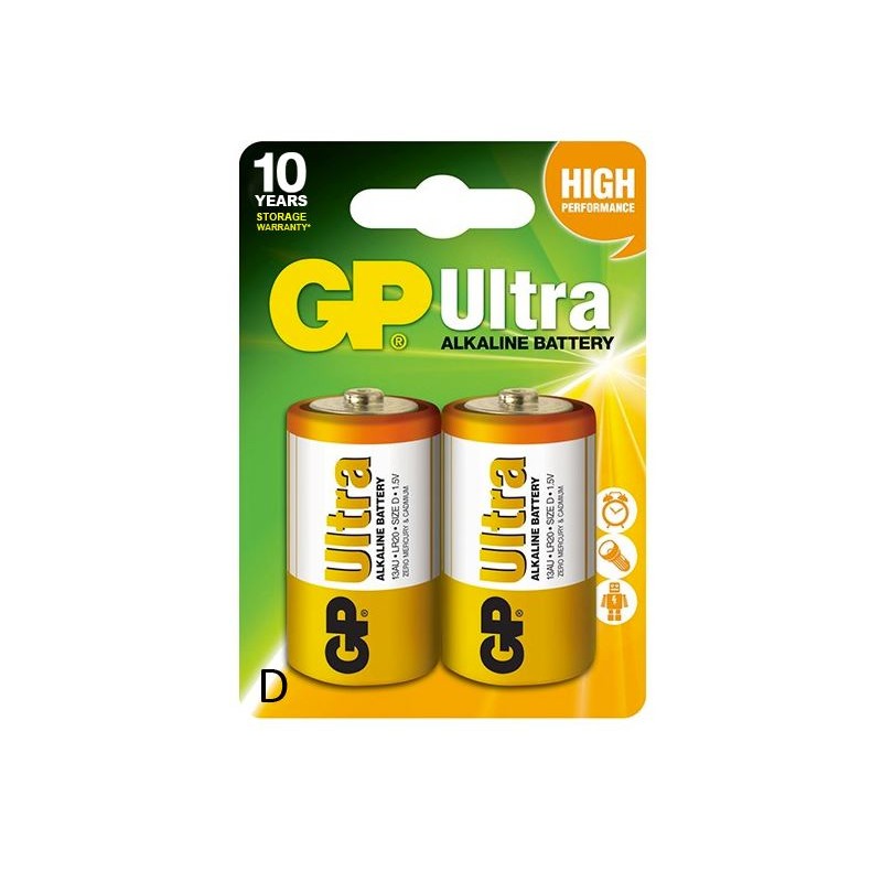 Baterie GP Batteries, Ultra Alcalina D (LR20) 1.5V alcalina, blister 2 buc. "GP13AU-2UE2" "GPPCA13AU005" (timbru verde 0.16 lei)