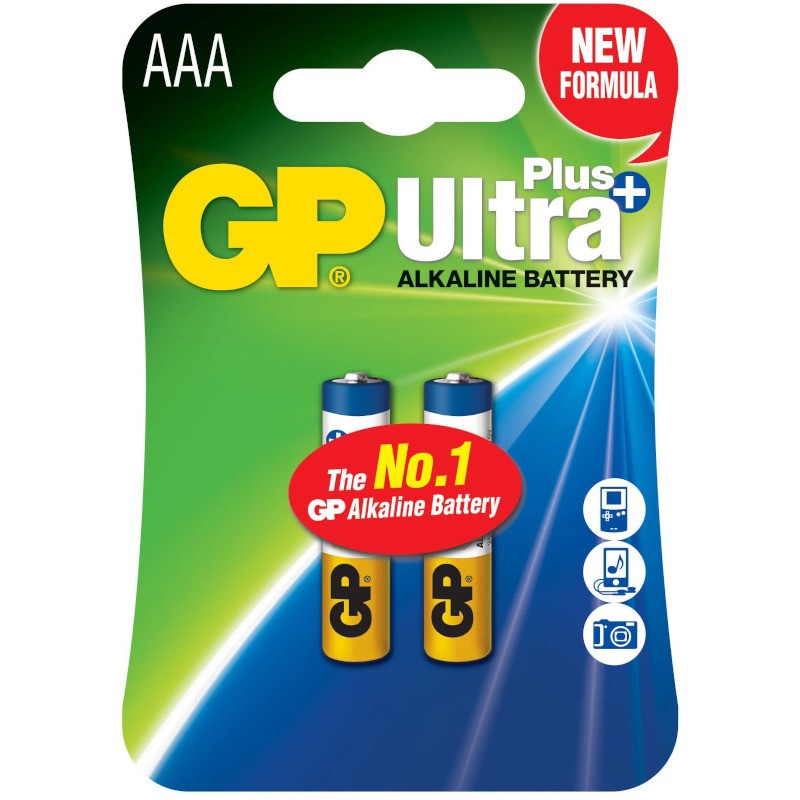 Baterie GP Batteries, Ultra+ Alcalina AAA (LR03) 1.5V alcalina, blister 2 buc. "GP24AUP-2UE2" "GPPCA24UP027" (timbru verde 0.16 