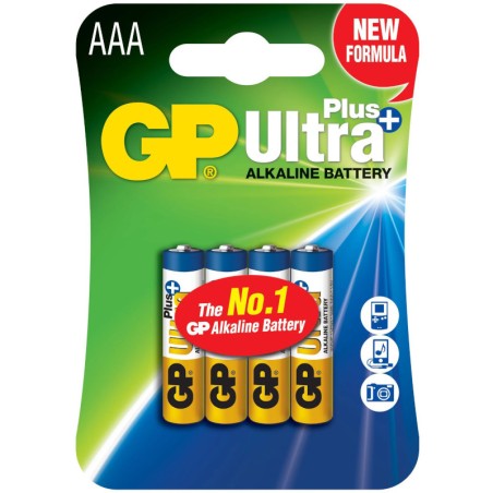 Baterie GP Batteries, Ultra+ Alcalina AAA (LR03) 1.5V alcalina, blister 4 buc. "GP24AUP-2UE4" "GPPCA24UP028" (timbru verde 0.32 