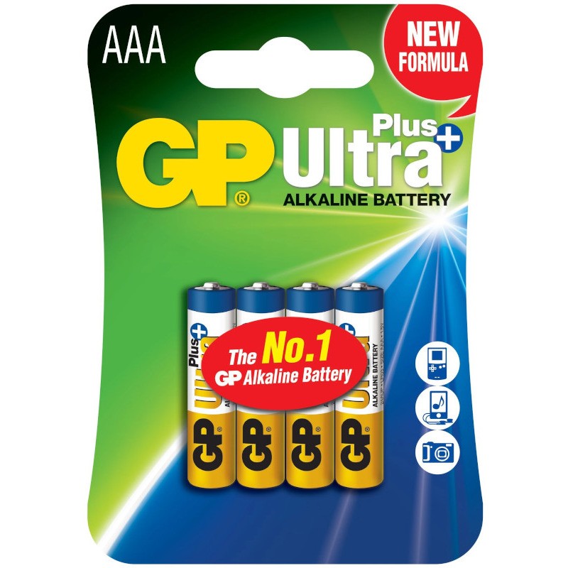 Baterie GP Batteries, Ultra+ Alcalina AAA (LR03) 1.5V alcalina, blister 4 buc. "GP24AUP-2UE4" "GPPCA24UP028" (timbru verde 0.32 