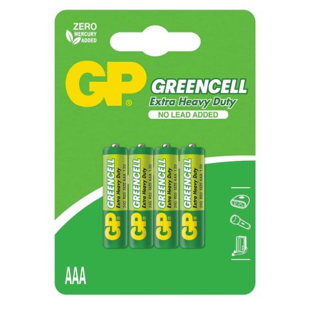 Baterie GP Batteries, Greencell AAA (LR03) 1.5V carbon zinc, blister 4 buc. "GP24G-IUE4" "GPPCC24UC187" (timbru verde 0.08 lei)