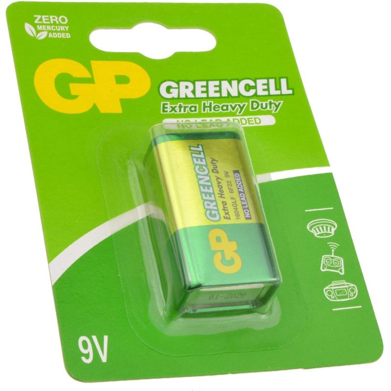Baterie GP Batteries, Greencell (6LF22) 9V carbon zinc, blister 1 buc. "GP1604GLF-2UE1" "GPPVCF9VG006" (timbru verde 0.08 lei)