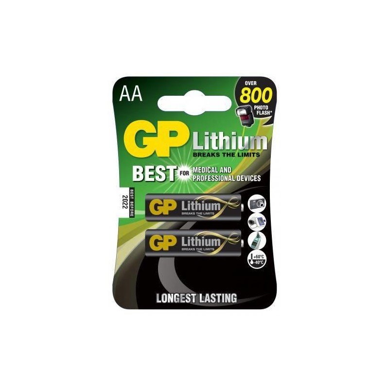 Baterie GP Batteries, Lithium AA (LR6) 1.5V lithium, blister 2 buc. "GP15LF-2UE2" "GPPCL15LF003" (timbru verde 0.04 lei)