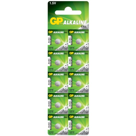 Baterie GP Batteries, butoni (AG4/LR66) 1.5V alcalina, blister 10 buc. "GP177F-2C10" "GPPBA177F004" (timbru verde 0.1 lei)