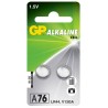 Baterie GP Batteries, butoni (AG13/LR44) 1.5V alcalina, blister 2 buc.  "GPA76F-2C2" "GPPBAA76F002" - 945241 (timbru verde 0.1 l