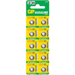 Baterie GP Batteries, butoni (AG13/LR44) 1.5V alcalina, blister 10 buc. "GPA76F-2C10" "GPPBAA76F012" - 306305 (timbru verde 0.1 