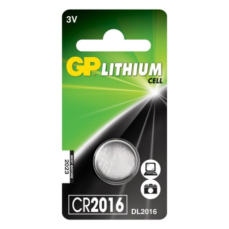 Baterie GP Batteries, butoni (CR2016) 3V lithium, blister 1 buc. "GPCR2016-2CPU1" "GPPBL2016140" (timbru verde 0.01  lei)
