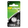 Baterie GP Batteries, butoni (CR2016) 3V lithium, blister 1 buc. "GPCR2016-2CPU1" "GPPBL2016140" (timbru verde 0.01  lei)
