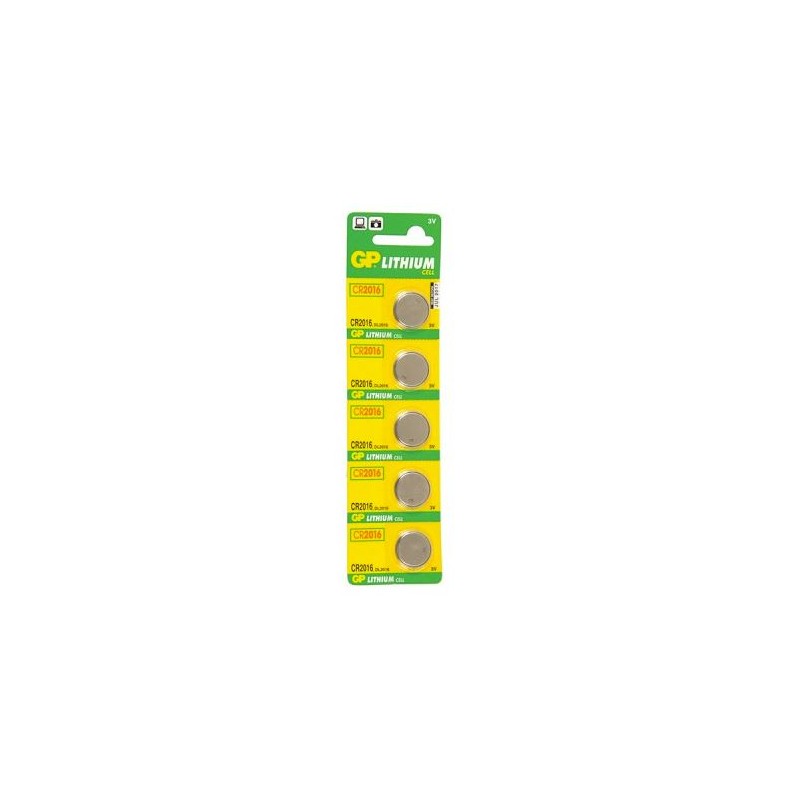 Baterie GP Batteries, butoni (CR2016) 3V lithium, blister 5 buc. "GPCR2016-2CPU5" "GPPBL2016143" (timbru verde 0.01 lei)