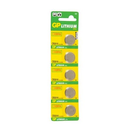Baterie GP Batteries, butoni (CR2016) 3V lithium, blister 5 buc. "GPCR2016-2CPU5" "GPPBL2016143" (timbru verde 0.01 lei)