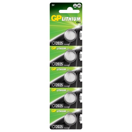 Baterie GP Batteries, butoni (CR2025) 3V lithium, blister 5 buc. "GPCR2025-2CPU5" "GPPBL2025155" (timbru verde 0.05 lei)