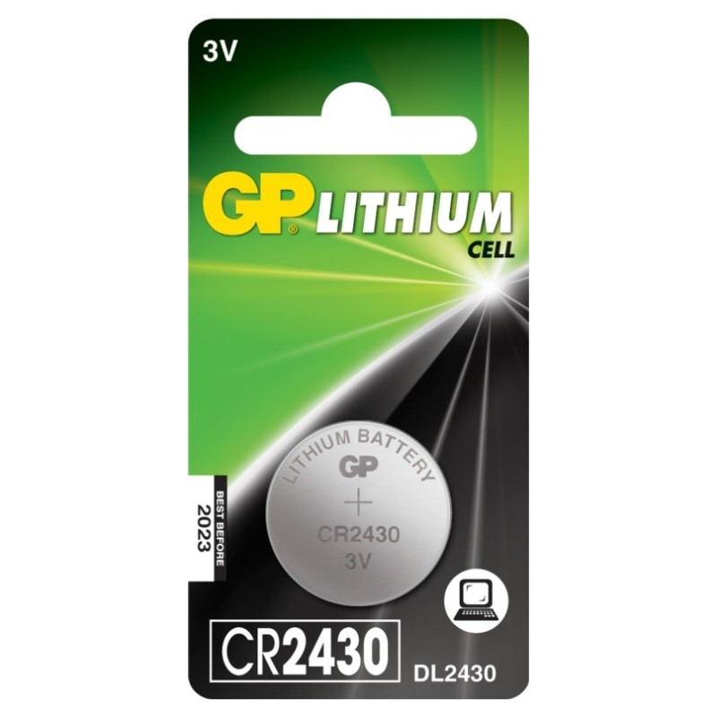 Baterie GP Batteries, butoni (CR2430) 3V lithium, blister 1 buc. "GPCR2430-2CPU1" "GPPBL2430052" - 945242 (timbru verde 0.01  le