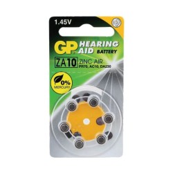Baterie GP Batteries, aparat auditiv (ZA10) 1.45V zinc-aer, blister 6 buc. ZA10F-ELTD6, "GPPBZZ10F008" (timbru verde 0.06 lei)