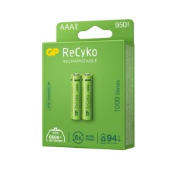 Acumulatori GP Batteries, ReCyco 1000mAh AAA (LR03) 1.2V NiMH, paper box 2 buc. 100AAAHCE-EB2 , "GPRHC103E020" (timbru verde 0.1
