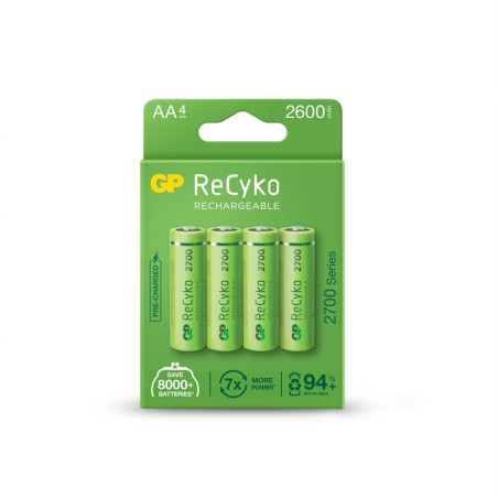 Acumulatori GP Batteries, ReCyco 2600mAh AA (LR6) 1.2V NiMH, paper box 4 buc. 270AAHCE-EB4 , "GPRHC272E020" (timbru verde 0.32 l