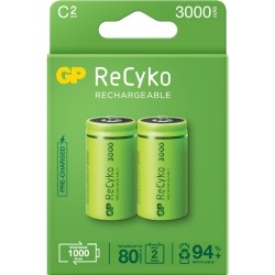 Acumulatori GP Batteries, ReCyco 3000mAh C (R14) 1.2V NiMH, paper box 2 buc. 300CHCB-EB2, "GPRHC30CB025" (timbru verde 0.16 lei)