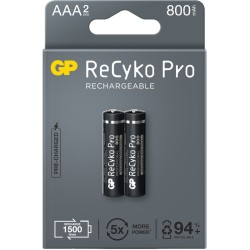 Acumulatori GP Batteries, ReCyco Pro 850mAh AAA (R03) 1.2V NiMH, paper box 2 buc. 85AAAHCB-EB2, "GPRHCH83B225" (timbru verde 0.1