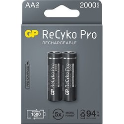 Acumulatori GP Batteries, ReCyco Pro 2100mAh AA (R6) 1.2V NiMH, paper box 2 buc. 210AAHCB-EB2, "GPRHC212B335" (timbru verde 0.16