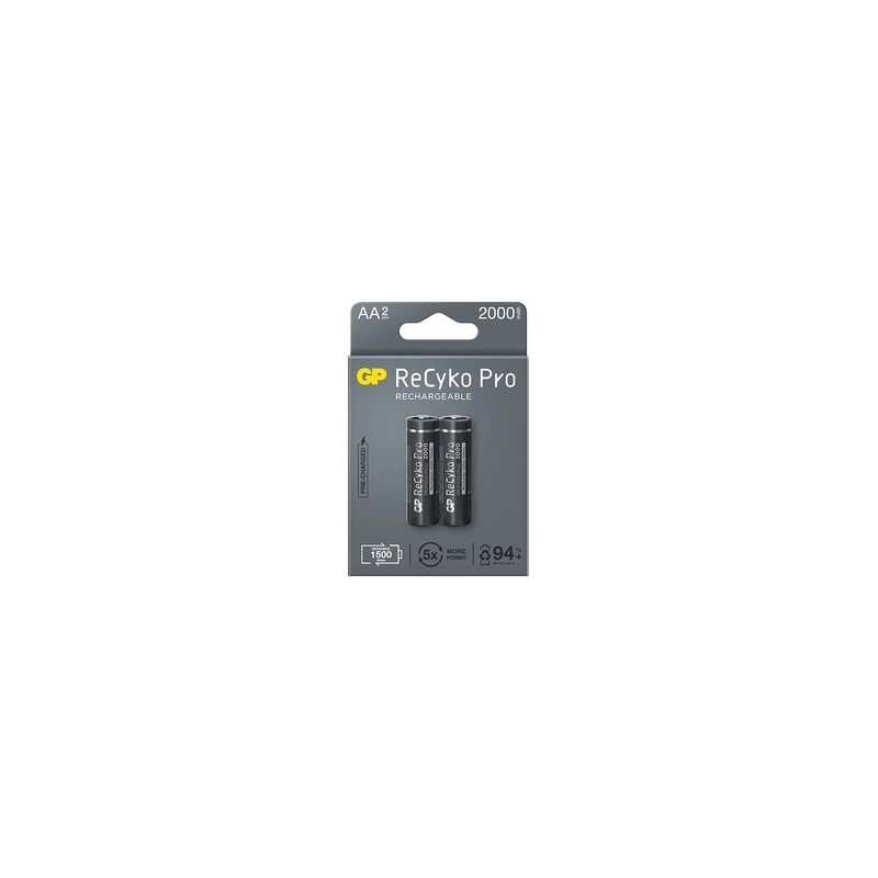 Acumulatori GP Batteries, ReCyco Pro 2100mAh AA (R6) 1.2V NiMH, paper box 2 buc. 210AAHCB-EB2, "GPRHC212B335" (timbru verde 0.16