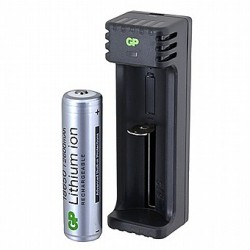 Incarcator GP Batteries, compatibil Li-Ion, 1 slot incarcare, 1 x acumulator 18650 2600mAh inclus, incarcare USB, "GPACEL111000"