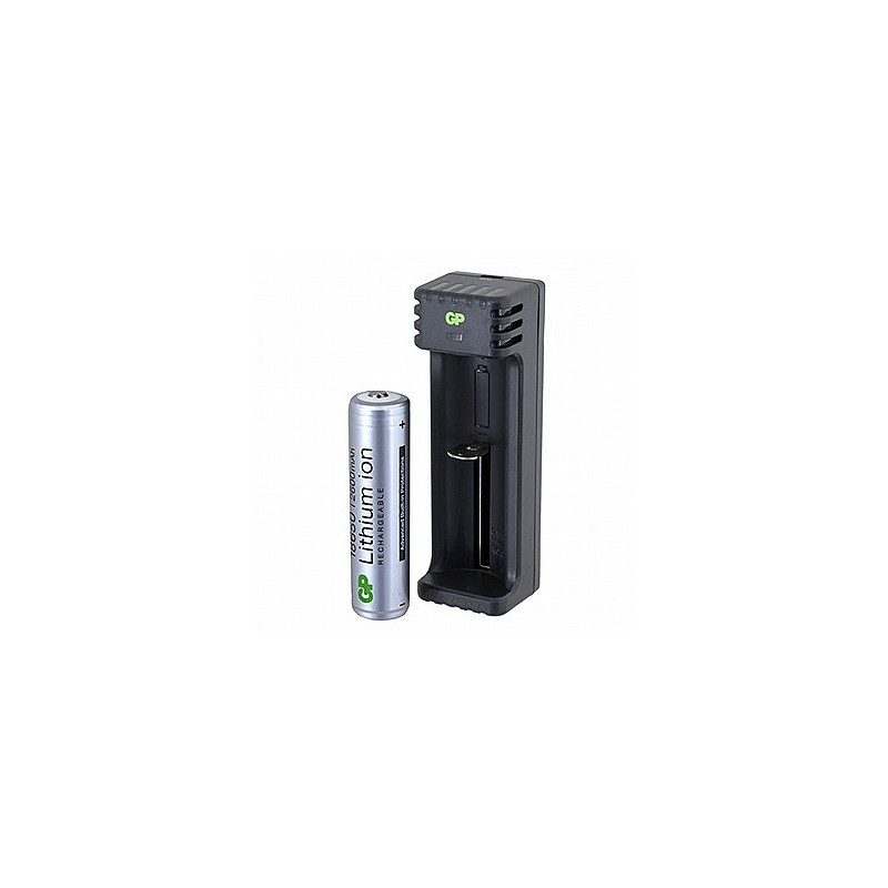 Incarcator GP Batteries, compatibil Li-Ion, 1 slot incarcare, 1 x acumulator 18650 2600mAh inclus, incarcare USB, "GPACEL111000"