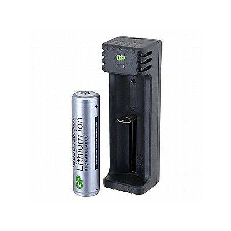 Incarcator GP Batteries, compatibil Li-Ion, 1 slot incarcare, 1 x acumulator 18650 2600mAh inclus, incarcare USB, "GPACEL111000"