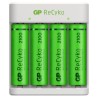 Incarcator GP Batteries, Recyko compatibil NiMH (AA/AAA), include 4 x 2100 mAh AA (R6), incarcare USB, 2 LED-uri indicare incarc