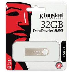 MEMORIE USB 2.0 KINGSTON 32 GB, profil mic, carcasa metalic, argintiu, "DTSE9H/32GB" (timbru verde 0.03 lei)