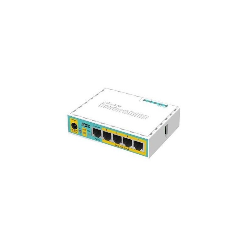 NET ROUTER 10/100M 5PORT HEX/POE LITE RB750UPR2 MIKROTIK "RB750UPR2" (timbru verde 0.8 lei)