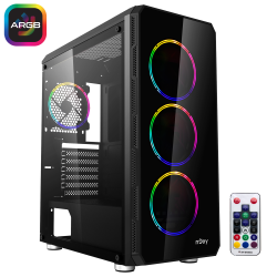 CARCASA NJOY Middle Tower,ATX, "ACRUX", fara sursa,sticla securizata,fanx4,USB 2.0x1,USB 3.0x2,Jack 3.5mmx2, mesh,fan ctr (inclu