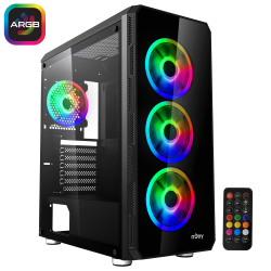 CARCASA NJOY Middle Tower,ATX, "ARENA",fara sursa,sticla securizata,fanx4,USB 2.0x1,USB 3.0x2,Jack 3.5 mmx2, mesh,fan ctr (inclu