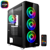 CARCASA NJOY Middle Tower,ATX, "ARENA",fara sursa,sticla securizata,fanx4,USB 2.0x1,USB 3.0x2,Jack 3.5 mmx2, mesh,fan ctr (inclu
