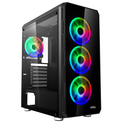 CARCASA NJOY Middle Tower,ATX, "ARENA",fara sursa,sticla securizata,fanx4,USB 2.0x1,USB 3.0x2,Jack 3.5 mmx2, mesh,fan ctr (inclu