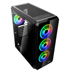 CARCASA NJOY Middle Tower,ATX, "ARENA",fara sursa,sticla securizata,fanx4,USB 2.0x1,USB 3.0x2,Jack 3.5 mmx2, mesh,fan ctr (inclu