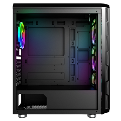 CARCASA NJOY Middle Tower,ATX, "ARENA",fara sursa,sticla securizata,fanx4,USB 2.0x1,USB 3.0x2,Jack 3.5 mmx2, mesh,fan ctr (inclu