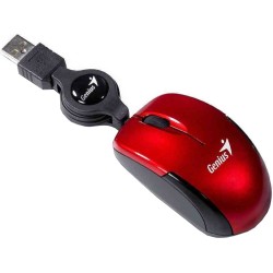 MOUSE Genius, "Micro Traveler V2", PC sau NB, cu fir, USB, optic, 1200 dpi, butoane/scroll 3/1, , rosu, "31010125103" (timbru ve