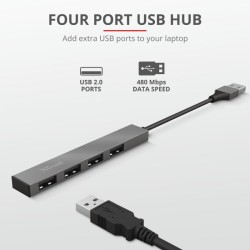 Trust Halyx Aluminium 4 Mini USB Hub "TR-23786" (timbru verde 0.8 lei)