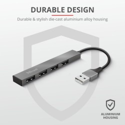 Trust Halyx Aluminium 4 Mini USB Hub "TR-23786" (timbru verde 0.8 lei)