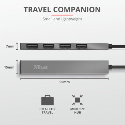 Trust Halyx Aluminium 4 Mini USB Hub "TR-23786" (timbru verde 0.8 lei)