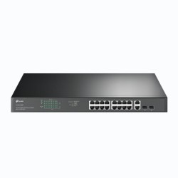SWITCH TP-LINK  16 porturi Gigabit  POE+ 250W total power, 2× combo gigabit SFP, 2× gigabit non-PoE RJ45, carcasa metal "TL-SG12