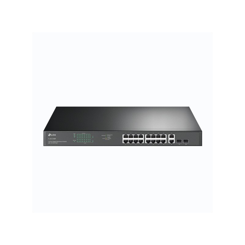 SWITCH TP-LINK  16 porturi Gigabit  POE+ 250W total power, 2× combo gigabit SFP, 2× gigabit non-PoE RJ45, carcasa metal "TL-SG12