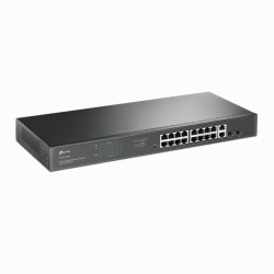 SWITCH TP-LINK  16 porturi Gigabit  POE+ 250W total power, 2× combo gigabit SFP, 2× gigabit non-PoE RJ45, carcasa metal "TL-SG12