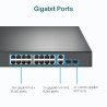 SWITCH TP-LINK  16 porturi Gigabit  POE+ 250W total power, 2× combo gigabit SFP, 2× gigabit non-PoE RJ45, carcasa metal "TL-SG12