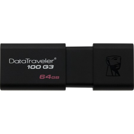 MEMORIE USB 3.0 KINGSTON 64 GB, cu capac, carcasa plastic, negru, "DT100G3/64GB" (timbru verde 0.03 lei)
